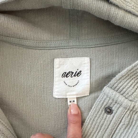 Aerie Ribbed Textured Henley Hoodie - Light Gray - Picture 8 of 9